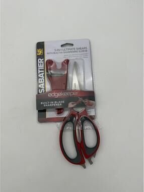 Sabatier 5-in-1 Kitchen Shears with Built-In Sharpener & Sheath Red – New –